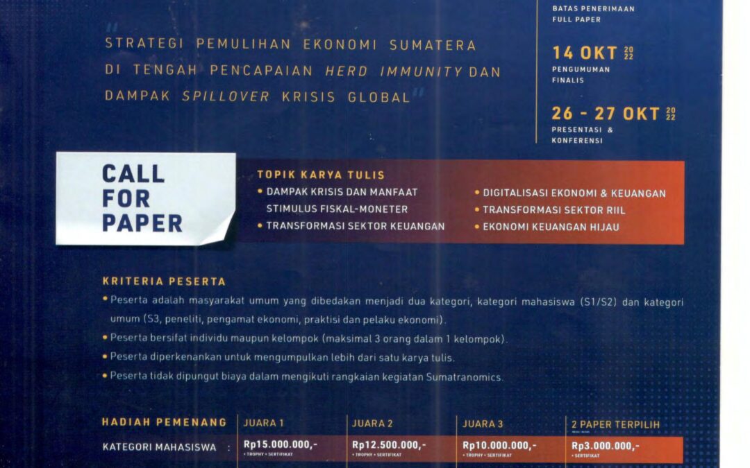 Kegiatan Call For Paper 3rd SUMATANOMICS Tahun 2022