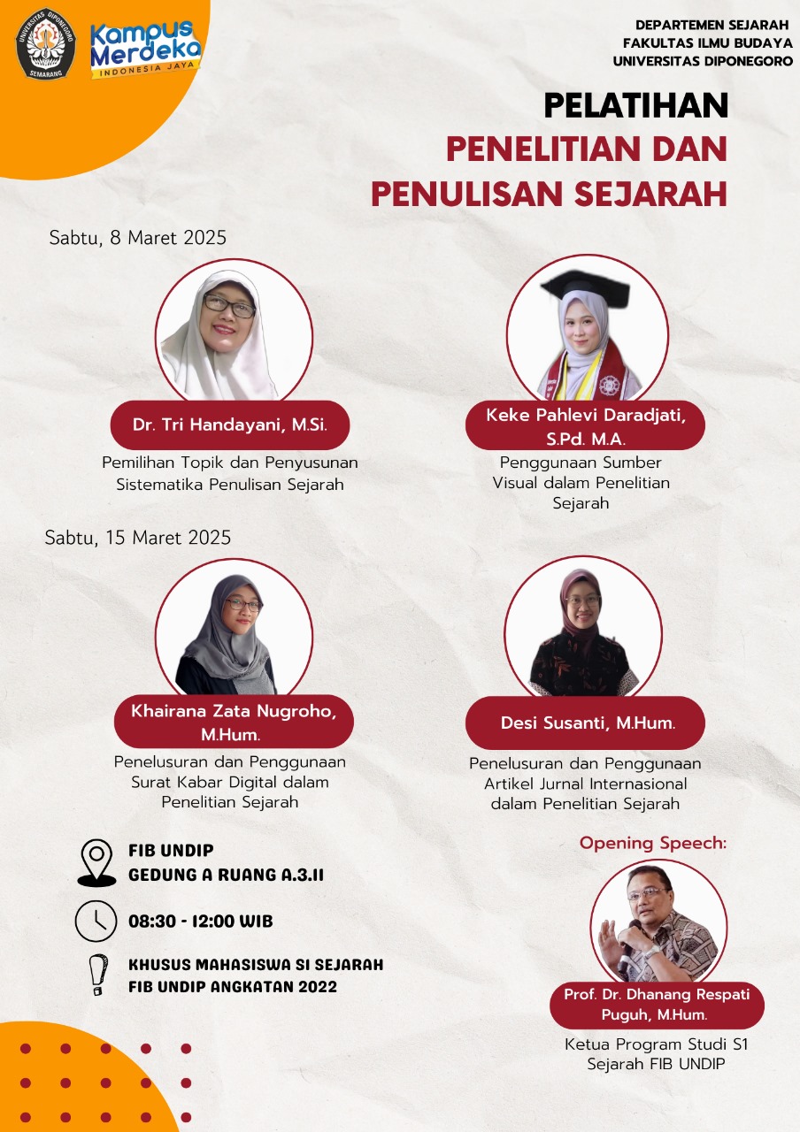 Acara Pelatihan Penelitian dan Penulisan Sejarah FIB Undip.