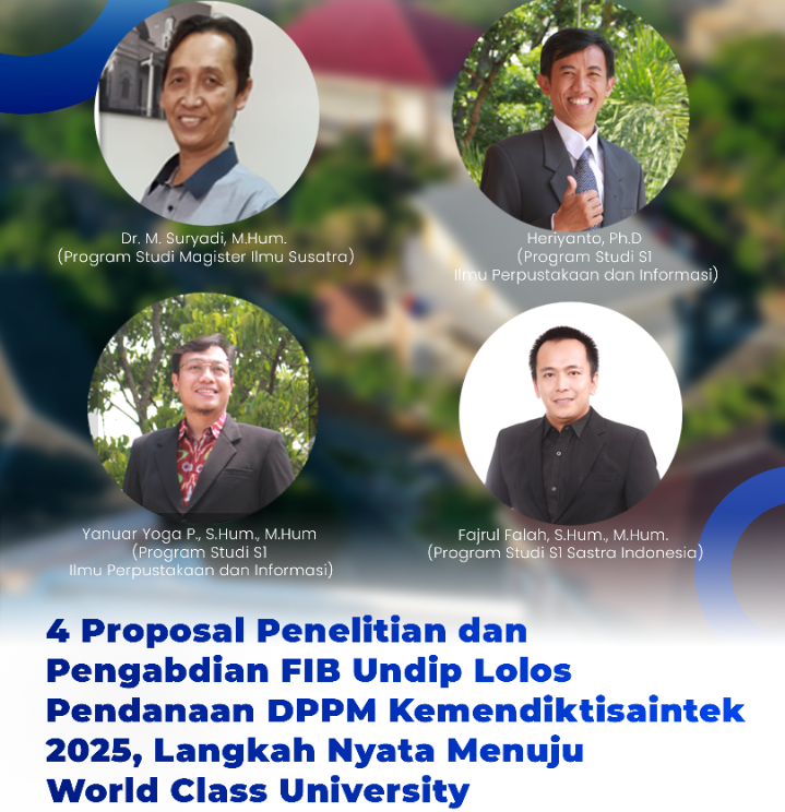 Proposal Penelitian dan Pengabdian FIB Undip Lolos Pendanaan DPPM Kemdiktisaintek 2025.