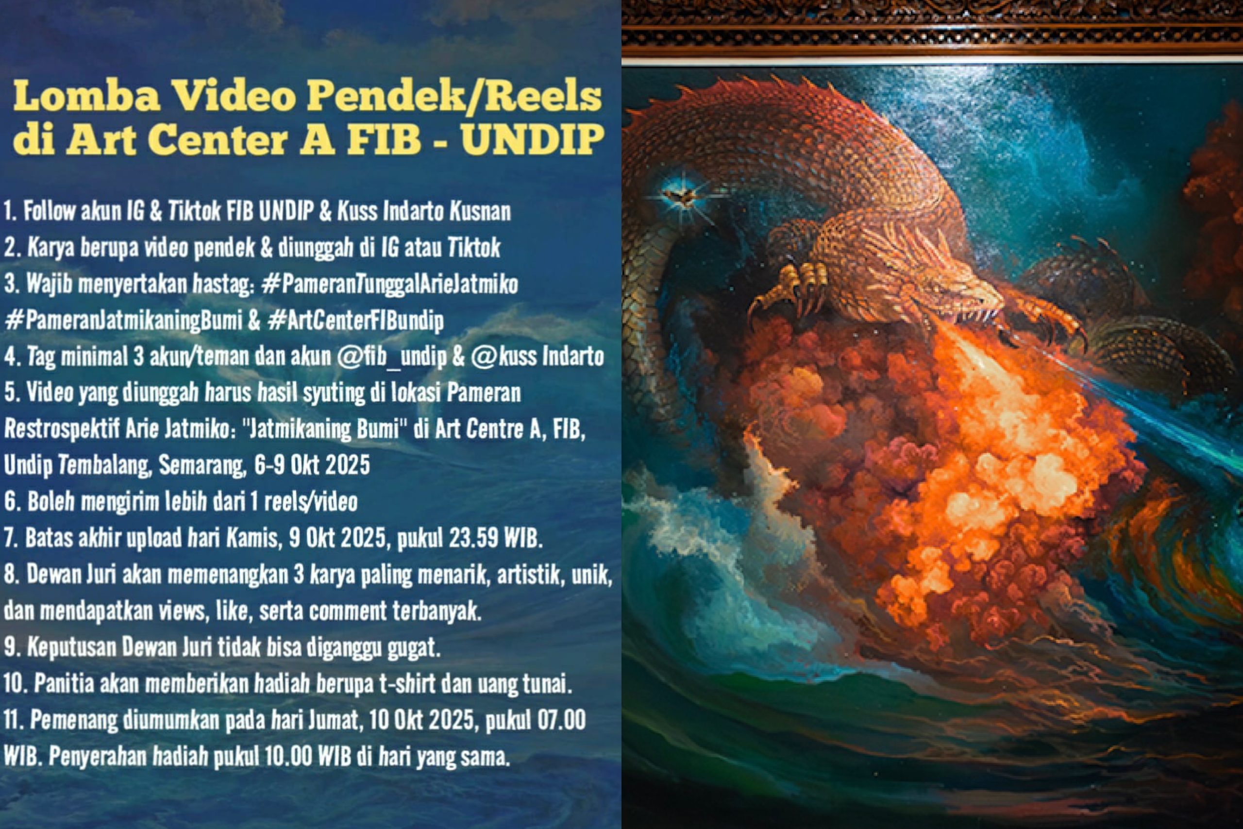 FIB Undip Gelar Lomba Video Pendek di Pameran Lukisan “Jatmikaning Bumi” Karya Arie Jatmiko