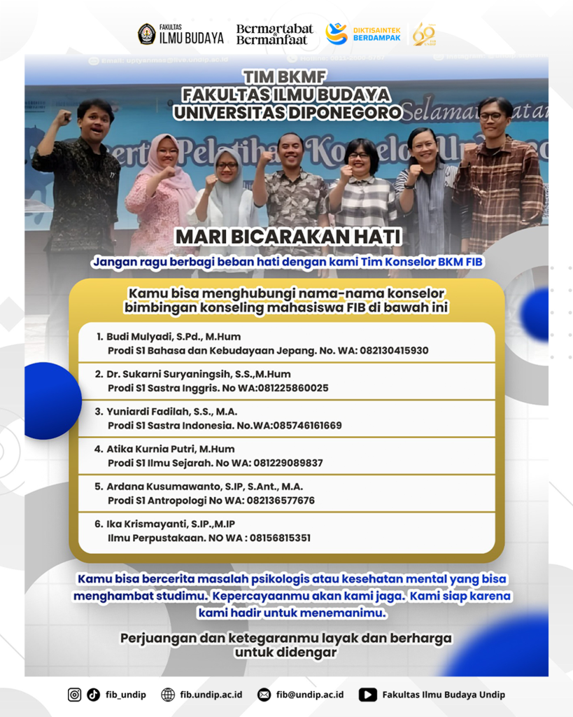 Tim Bimbingan Konseling Mahasiswa Fakultas Ilmu Budaya Universitas Diponegoro.