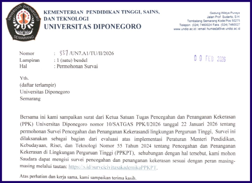 UNDIP Ajukan Survei Pencegahan Kekerasan di Lingkungan Kampus. (Foto: Humas FIB Undip)