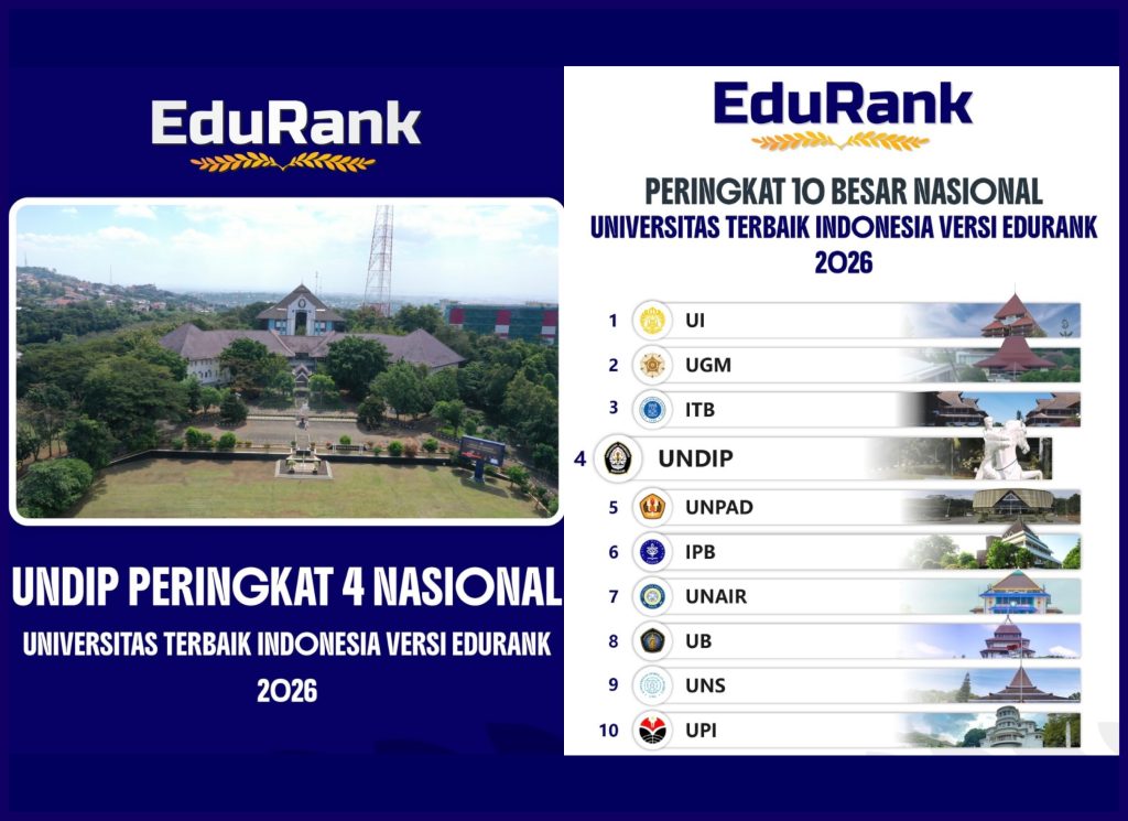 Undip Raih Peringkat 4 Nasional Versi EduRank 2026. (Foto: Instagram @undip.official)