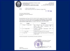 Pengumuman Penyesuaian UKT Bagi Mahasiswa Tingkat Akhir Undip 2026. (Foto: Humas FIB Undip)