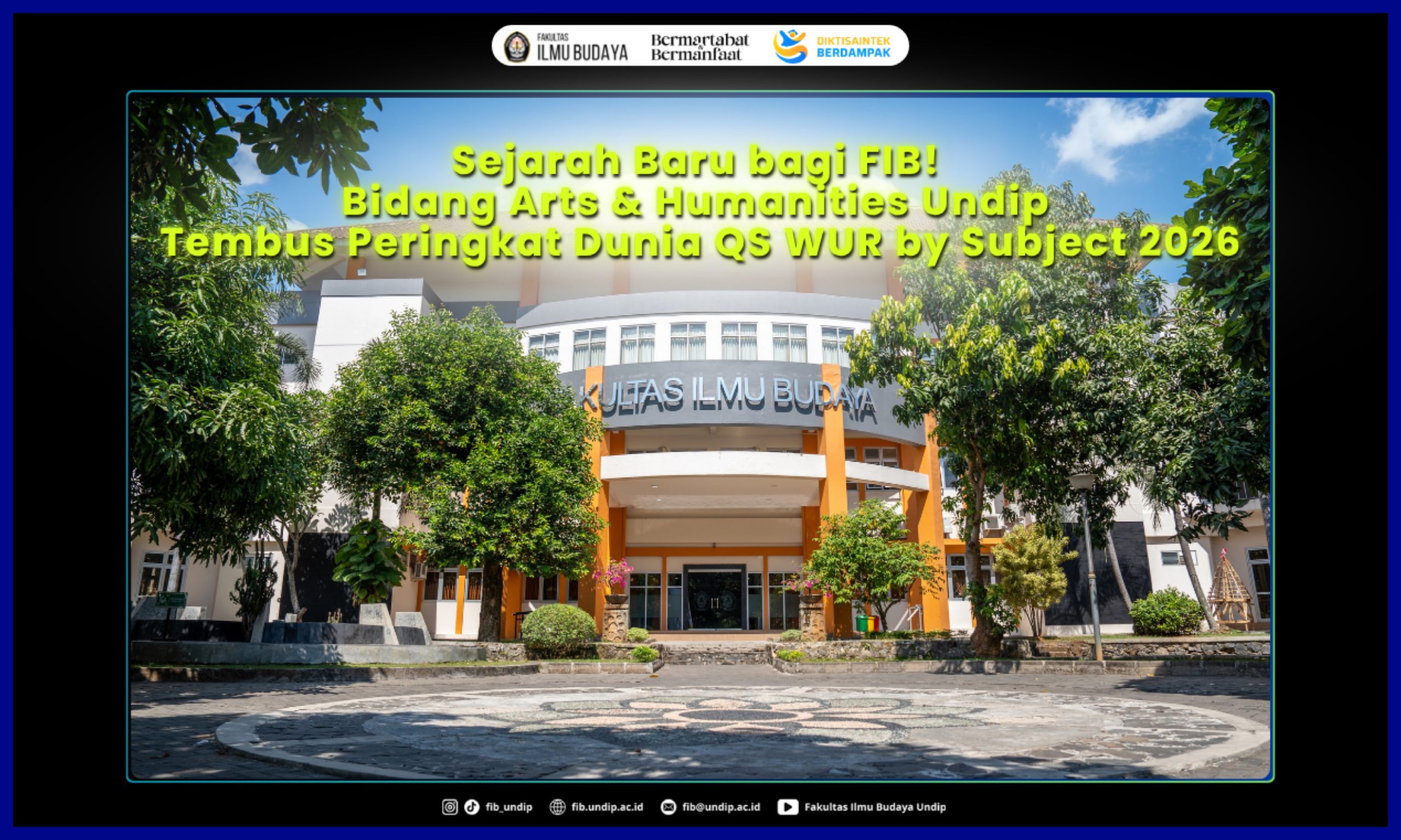 Bidang Arts & Humanities Undip Tembus Peringkat Dunia QS WUR by Subject 2026. (Foto: Humas FIB Undip)
