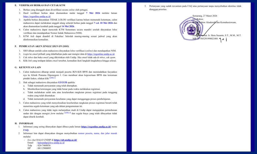 Registrasi SNBP Undip 2026. (Foto: Humas FIB Undip)