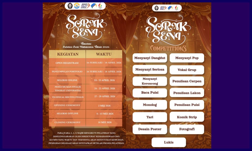 Sorak Seni 2026 dari BEM Undip. (Foto: Humas FIB Undip)