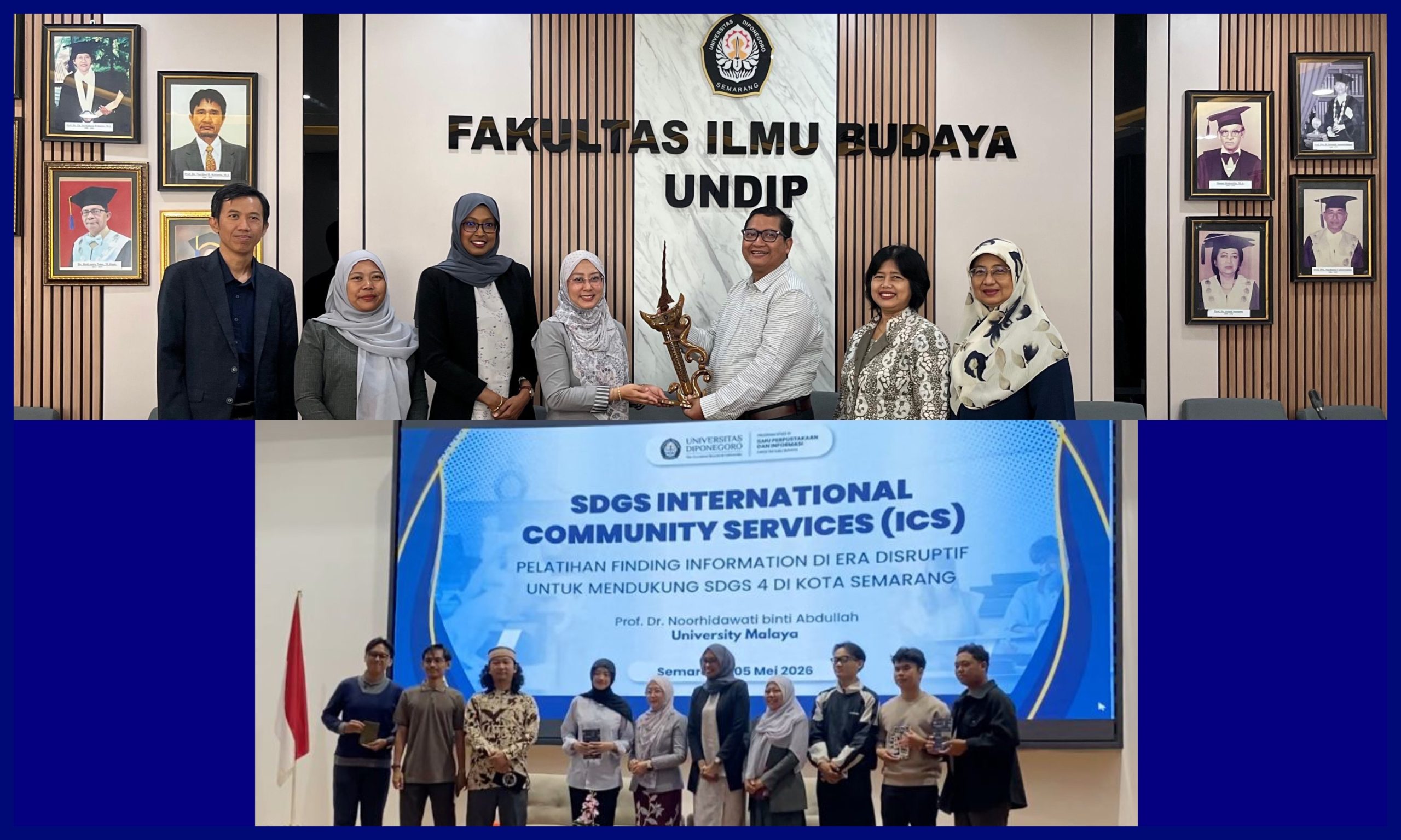 Pelatihan SDGs International Community Services Kolaborasi FIB Undip dengan University of Malaya Pada 5 Mei 2026. (Foto: Humas FIB Undip)