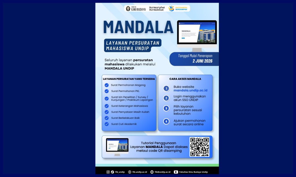 Panduan Penggunaan Platform Digital Terpadu MANDALA Undip. (Foto: Humas FIB Undip)