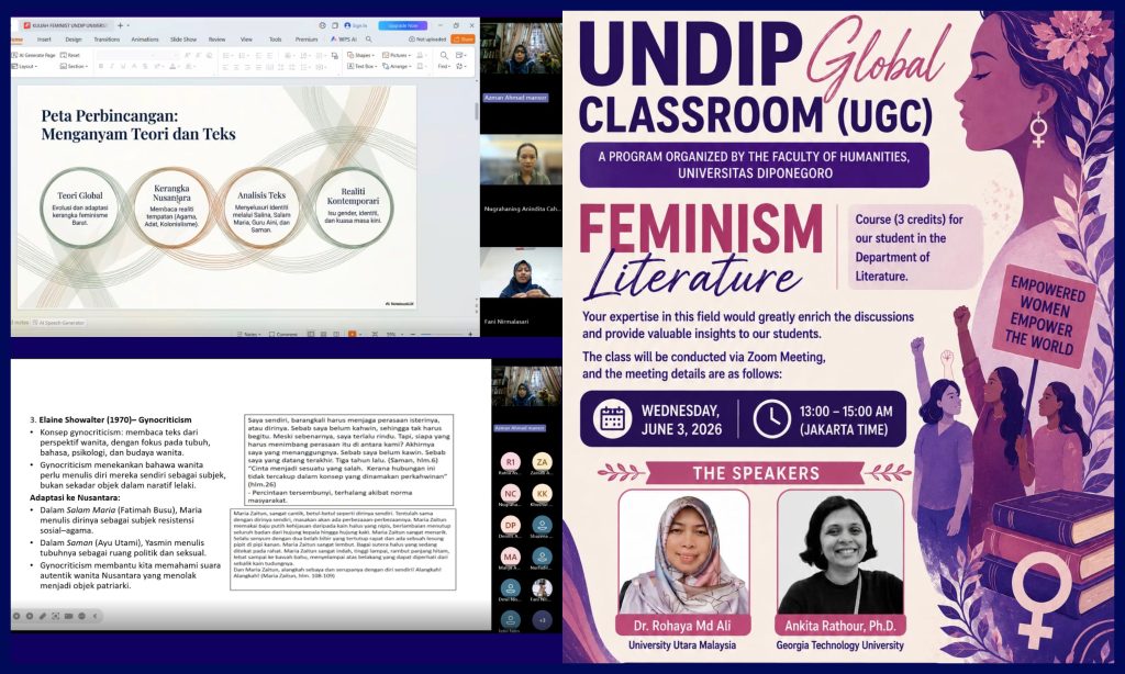 Departemen Susastra FIB Undip Sukses Gelar Kuliah Internasional UGC 2026 dengan Tema "Feminism Literature". (Foto: Humas FIB Undip)