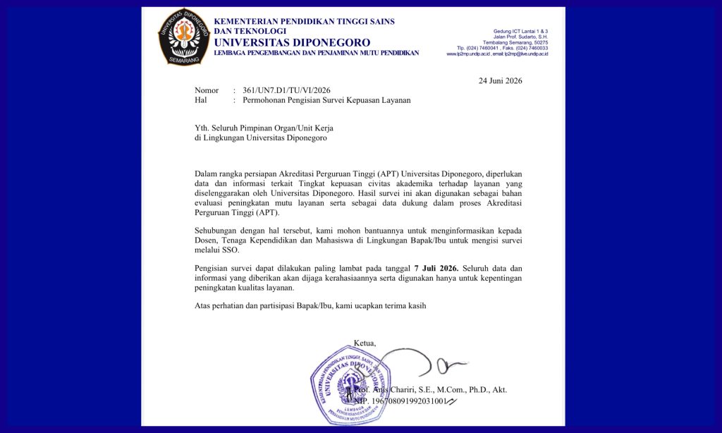 Survei Kepuasan Layanan UNDIP Melalui SSO. (Foto: Humas FIB Undip)