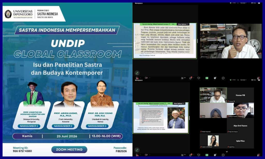 Prodi Sastra Indonesia FIB UNDIP Bedah Isu Budaya Kontemporer Bersama Pakar Lintas Negara Pada Kamis 25 Juni 2026. (Foto: Humas FIB Undip)