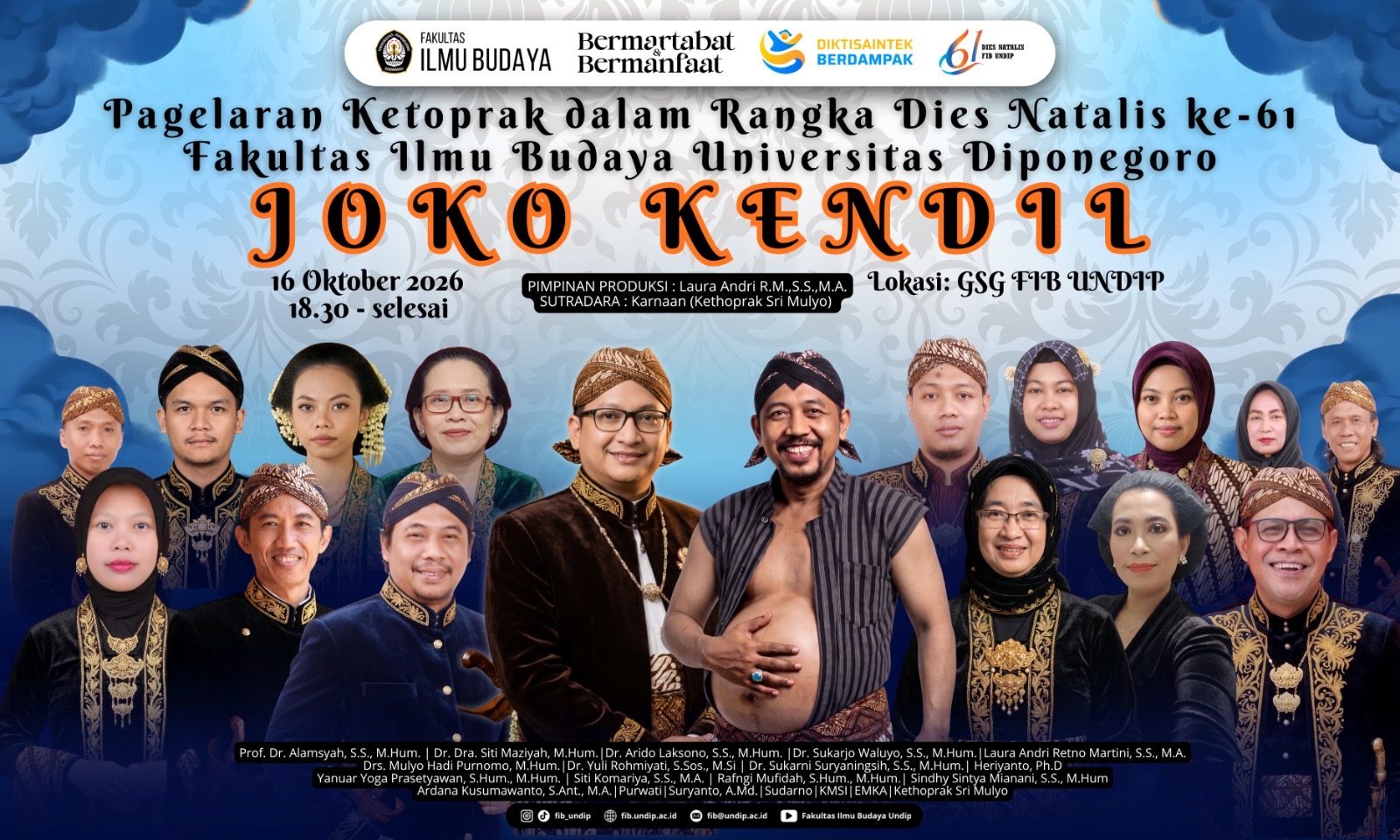 Pagelaran Kethoprak "Joko Kendil" Dies Natalis ke-61 FIB Undip. (Foto: Humas FIB Undip)