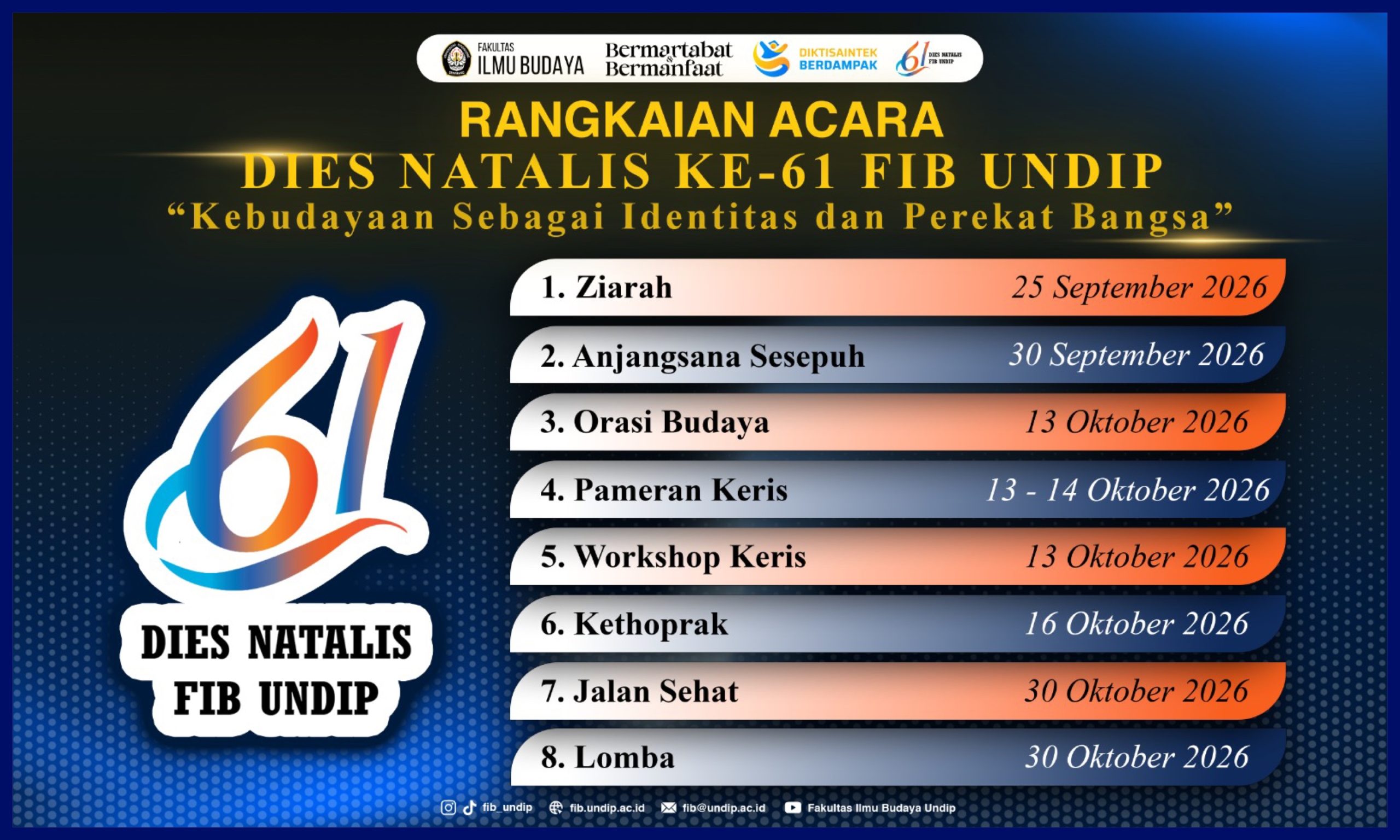 Dies Natalis ke-61 FIB Undip. (Foto: Humas FIB Undip)