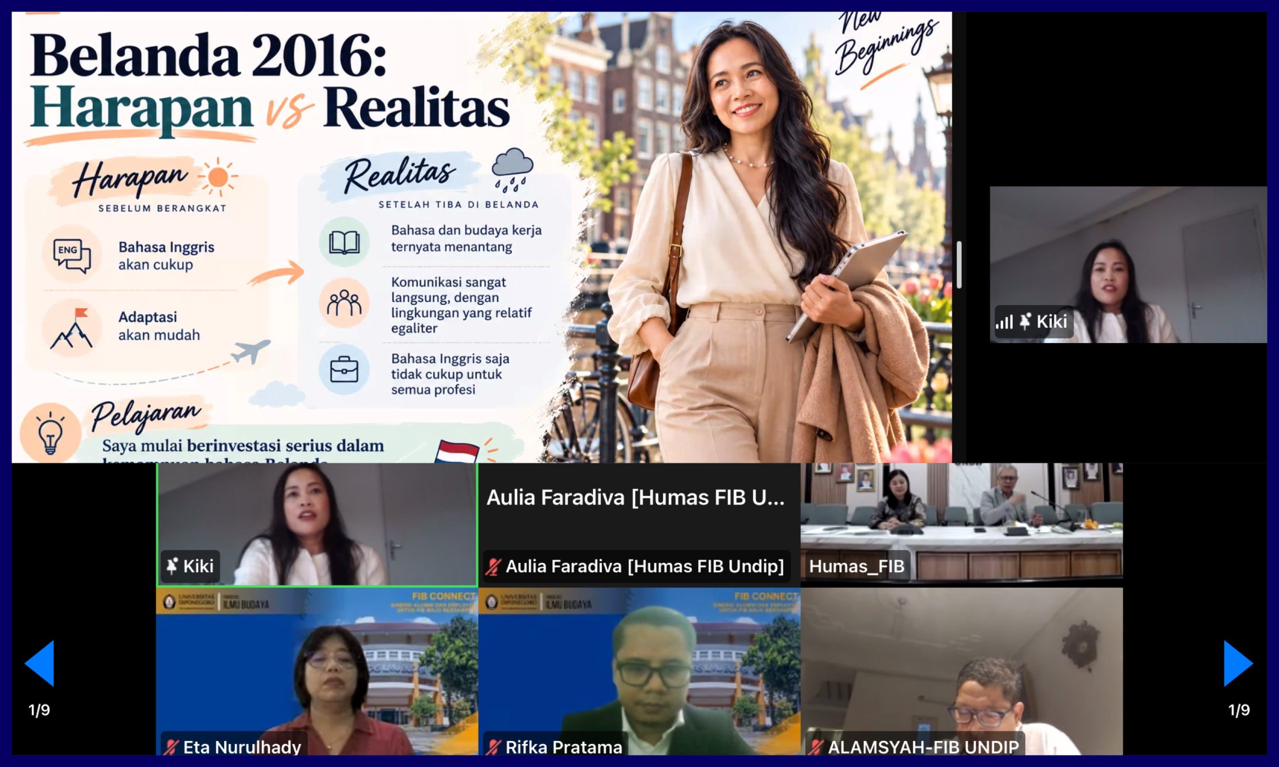 Alumni Diaspora FIB Undip: Kiki de-Kort, Profesional UMC Utrecht Belanda. (Foto: Humas FIB Undip)